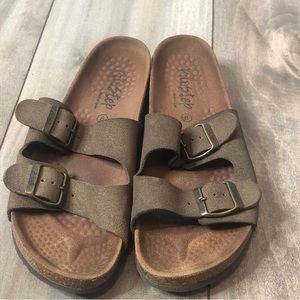 Women's BIOSTEP Spain Brown leather comfort Slip On SANDALS Size 8